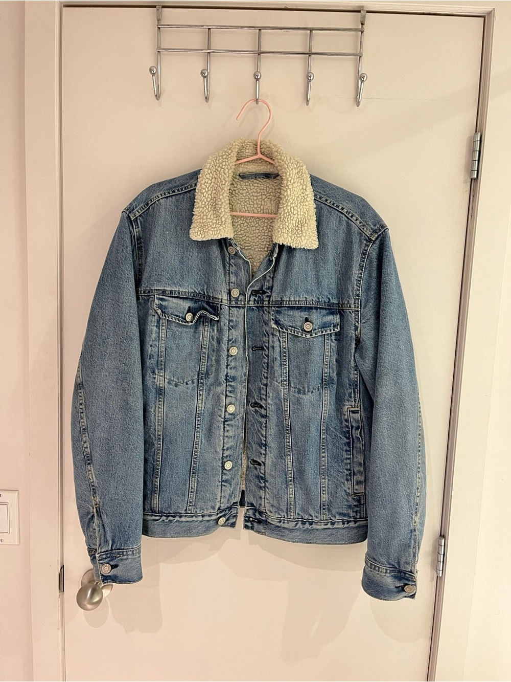 Denim Sherpa Lined Jacket M
